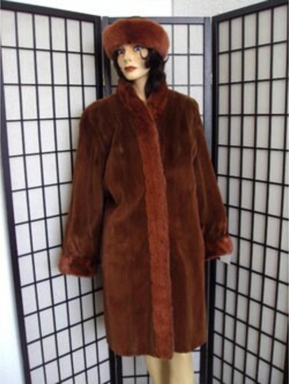 Excellent Reddish / Brown Sheared Mink Fur Coat Jacket Women Woman Sz 10 Medium